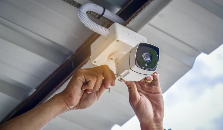 Technician-installing-CCTV-Camera